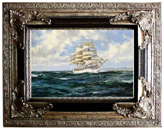framed  unknow artist Seascape, boats, ships and warships.62, Ta053